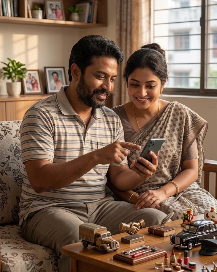 Happy couple using HoyeJabe app